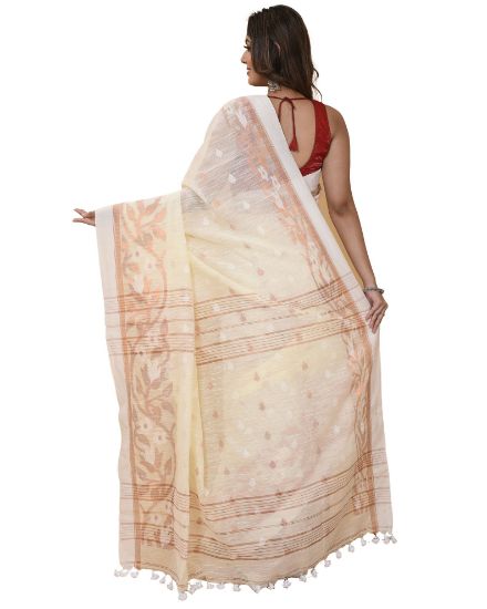 Picture of Handloom Cream & Copper Saree
