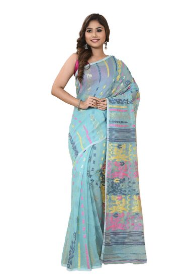 Picture of Soft Dhakai Sky Blue Saree