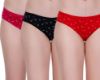 Picture of B-SOFT Stretchable Cotton Hipster Panties for Women-Grip Fit Comfortable-Red_Rani_Black-Multicolor
